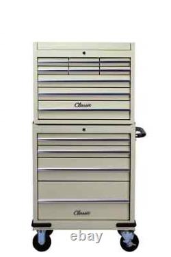 Hilka Tool Chest Trolley classic car beige 13 drawer storage wheels roll cabinet
