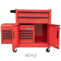 Hilka Tool Storage Chest Trolley Portable Red Metal 8 Drawer Roll Cabinet Unit