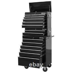 Hilka Tool Storage Chest Trolley Set 17 Drawer Black Metal Roll Cabinet Box Unit