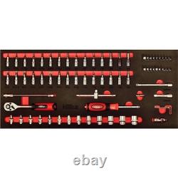 Hilka Tool Storage Trolley Chest Roll Cabinet & Eva Socket Spanner Tool Set