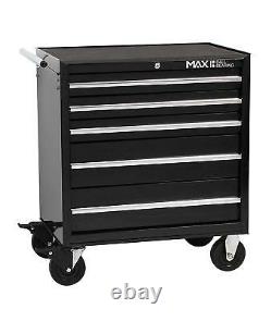 Hilka Tool Trolley 5 drawer black mobile tools storage roll cabinet box chest