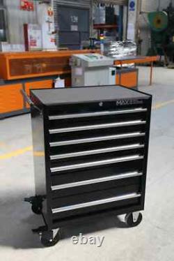 Hilka Tool Trolley Chest 7 Drawer Black Metal Roll Cabinet Garage Storage Unit