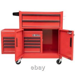 Hilka Tool Trolley Chest 8 Drawer Red Metal Storage Roll Cabinet Wheels Box Cab