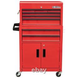 Hilka Tool Trolley Chest 8 Drawer Red Metal Storage Roll Cabinet Wheels Box Cab