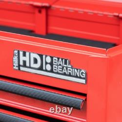 Hilka Tool Trolley Chest 8 Drawer Red Metal Storage Roll Cabinet Wheels Box Cab