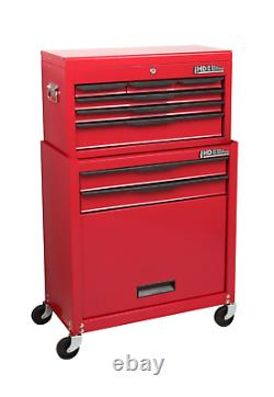 Hilka Tool Trolley Chest 8 Drawer Red Mobile Storage Roll Wheels Cabinet Box