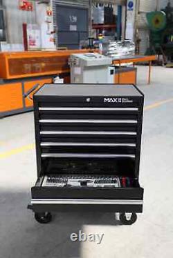 Hilka Tool Trolley Chest professional 7 drawer black metal storage roll cabinet