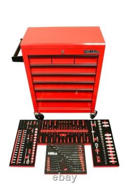 Hilka tool storage trolley chest roll cabinet with 153 piece eva foam tool kit