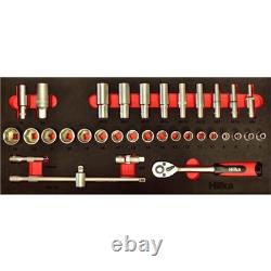 Hilka tool storage trolley chest roll cabinet with 153 piece eva foam tool kit