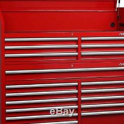 Husky 18 Drawer Tool Chest Cabinet Combo Garage Storage Organizer Red 61 X 18 In