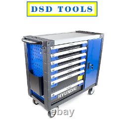 Hyundai 305pc 7 Drawer Caster Mounted Roller Premium Tool Chest Cabinet HYTC9004
