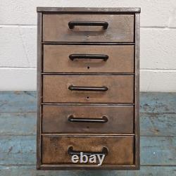 Industrial Vintage Five Drawer Steel Tool Cabinet Heavy Duty 1950s