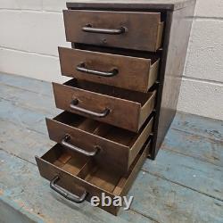 Industrial Vintage Five Drawer Steel Tool Cabinet Heavy Duty 1950s