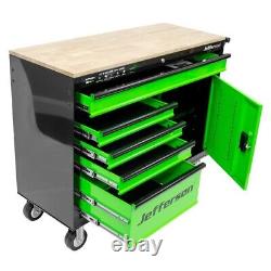 Jefferson 5 Drawer Professional Tool Cabinet Work Station, Green