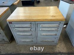 LYON INDUSTRIAL 8 DRAWER TOOL STORAGE CABINET With BUTCHER BLOCK TOP MACHINE SHOP