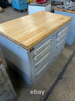 LYON INDUSTRIAL 8 DRAWER TOOL STORAGE CABINET With BUTCHER BLOCK TOP MACHINE SHOP