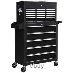 Large Metal 14 Drawer Rolling Tool Chest Cabinet with Top Box BLACK