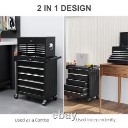 Large Metal 14 Drawer Rolling Tool Chest Cabinet with Top Box BLACK