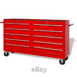 Lockable Heavy Duty Mobile Workshop Tool Trolley Storage Tool Box with 10 Drawer