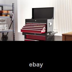 Lockable Rolling Tool Chest, 14 Drawers, Red Steel Cabinet