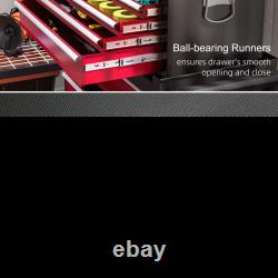 Lockable Rolling Tool Chest, 14 Drawers, Red Steel Cabinet