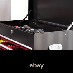 Lockable Rolling Tool Chest, 14 Drawers, Red Steel Cabinet