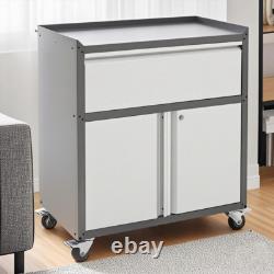 Lockable Steel Storage Cabinet 2-Door 1-Drawer Locker Tool Chest Cupboard Garage