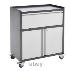 Lockable Steel Storage Cabinet 2-Door 1-Drawer Locker Tool Chest Cupboard Garage