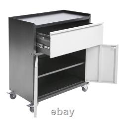 Lockable Steel Storage Cabinet 2-Door 1-Drawer Locker Tool Chest Cupboard Garage