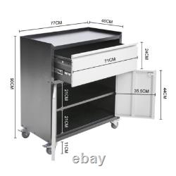 Lockable Steel Storage Cabinet 2-Door 1-Drawer Locker Tool Chest Cupboard Garage