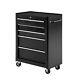 Lockable Steel Tool Storage Cabinet 5 Drawer (3 Small 2 Large) Wheels Black