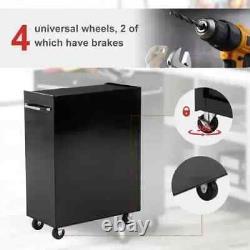 Lockable Steel Tool Storage Cabinet 5 Drawer (3 Small 2 Large) Wheels BLACK