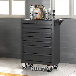 Lockable Tool Chest Cabinet Garage Workshop 7 Storage Drawers Tool Trolley Cart