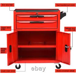 Lockable Tool Chest Metal Storage Box Roller Cabinet Rollcab with Drawer & Wheel