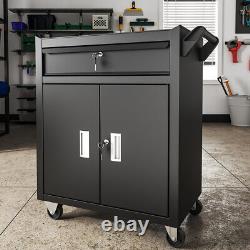 Lockable Tool Trolley with Drawer Cabinet Rolling Tool Storage Carrier Toolbox