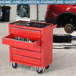 Mechanic Roller Tool Cabinet Storage Chest Box Garage Workshop 5 Drawers Red Set