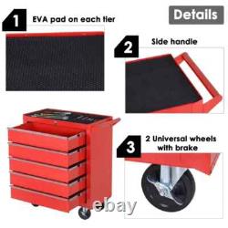 Mechanic Roller Tool Cabinet Storage Chest Box Garage Workshop 5 Drawers Red Set