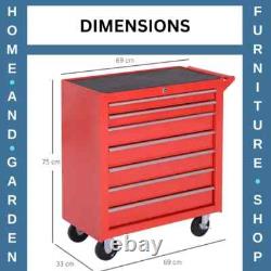 Mechanic Roller Tool Cabinet Storage Chest Box Garage Workshop 7 Drawers Red Set