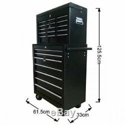 Mechanic Trolley Tool Box Cabinet with 16 Drawers Side Handles 4 Castors NEW