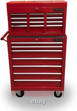 Mechanics Steel Chest Tool Box Roller Cabinet 13 Drawers. (Red)