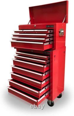 Mechanics Steel Chest Tool Box Roller Cabinet 13 Drawers. (Red)