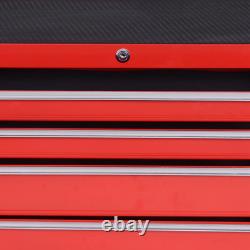 Metal 7 Drawer Rolling Tool Cabinet Chest with EVA Mats Wheels Side Handle RED