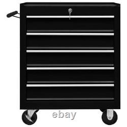 Metal Garage Workshop Tool Cabinet Trolley Chest With 5 Drawers Portable Cart