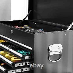 Metal Lockable Roller Cabinet with 14 Drawers Rolling Tool Chest Black