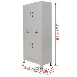 Metal Office Filing Cabinet Steel Tools Book Storage Cupboard 4 Doors 2 Drawers