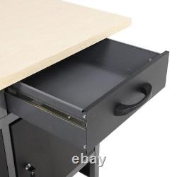 Metal Steel Tool Storage Cabinet Workbench 2 Drawer Cupboard Workshop Work Table