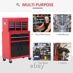 Metal Tool Cabinet on Wheels with 6 Drawers Pegboard Tool Chest Roller