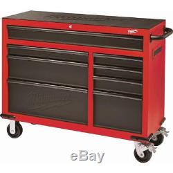 Milwaukee 46 In. 8-Drawer Roller Cabinet Tool Chest Garage Red Black Textured