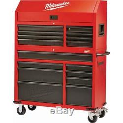 Milwaukee Tool Chest Rolling Cabinet Set 46 in. 16-Drawer Wheel Locks Steel Red