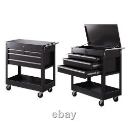 Mobile Roller Chest Trolley Cart Storage Cabinet Tool Box 4 Drawer Garage Black